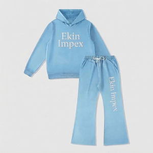 Ekin Impex Premium 2-Piece Hoodie Set – Light Blue Fleece Sweatshirt with Flared <b>Pants</b> | Customizable Logo / OEM/ODM Available - Product Image 1