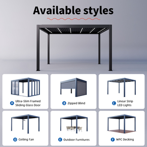 Pérgola Bioclimática de Aluminio para Jardín, Resistente a la Intemperie, con Sistema de Techo de Láminas Ajustables Motorizadas - Product Image 5