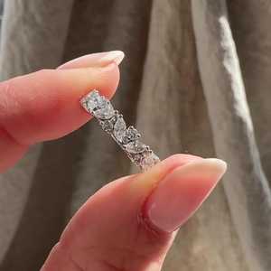 Bagues de mariage empilables demi-éternité taille marquise, serties de diamants de laboratoire, en or massif 14K 18K, personnalisées 1 carat, vente en gros - Product Image 2