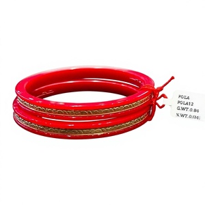 Traditional 22K Solid Gold <b>Red</b> Pola Bangle for Women Handcrafted Gold Plated Coral Bangle <b>Bracelet</b> Indian Wedding Jewelry - Product Image 2