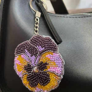 Handmade Alloy Beaded Embroidery Crafts Keychain <b>Charm</b> Durable Waterproof - Product Image 4