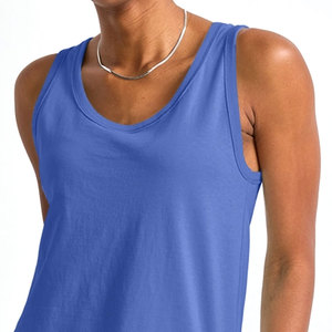 Custom PEARIA INDUSTRY Women's Solid Casual Breathable Polyester/Cotton Quick Dry Jersey Front Logo Tank <b>Tops</b> Gym Wear - Product Image 1