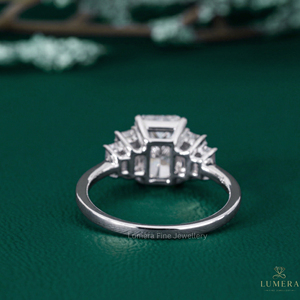 Exquisite <b>Custom</b> <b>Ring</b> Featuring Radiant Cut Center Diamond and Radiant Cut Baguette Side Stones D E Color Premium Fine Jewelry - Product Image 2