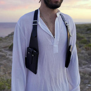 Camping Hiking <b>Backpack</b> Unisex Leather Harness Shoulder Holster Bag Business Organizer Offering Secure Carrying Two Side Pockets - Product Image 4