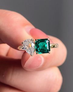 Bague en diamant de 3,15 carats de taille poire cultivé en laboratoire, or blanc 14 carats, bijoux classiques de fiançailles et de mariage, original - Product Image 1