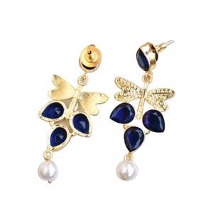 Pendientes de Mariposa de Latón Natural con Piedras Semipreciosas Naturales de Primera Calidad, Acabado Chapado en Oro de 18K, Hipoalergénicos, Seguros de Usar, Unisex - Product Image 6