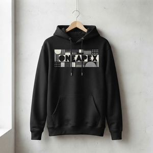 Sweat-shirt à capuche noir pour homme OneApex, imprimé géométrique, streetwear décontracté, coupe classique, coton tricoté, vêtements d'automne - Product Image 1