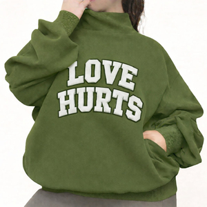 2026 Winter Long High Quality Mock Neck Cotton Fleece Customized Front Embroidery Logo Women's Mock Neck Sweatshirt - Product Image 3