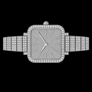Montre pour femme en argent avec cadran pavé de diamants, bracelet en cristal, élégante, scintillante, cadeau de mode - Product Image 3