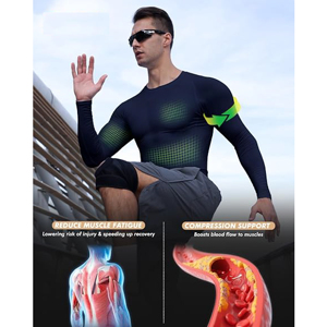Men's Long Sleeve Compression Shirt Crew Neck Solid Color Quick Dry Athletic Fit Sporty Base <b>Layer</b> <b>Top</b> White Black - Product Image 3