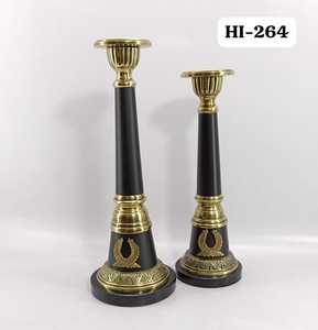 Candelabro de un solo poste de aluminio y piedra, con recubrimiento de polvo negro - Product Image 3