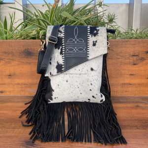 กระเป๋าหนังวัวแท้แบบคาดลำตัวติดตะเข็บสำหรับผู้หญิงผมแบบตะวันตกติดตะเข็บด้วยมือ - Product Image 3