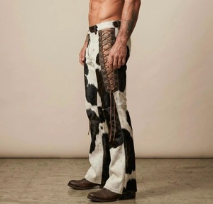 <b>Mens</b> Cowhide <b>Leather</b> Pants Motorcycle Style <b>Trousers</b> Genuine Hide Made to Measure OEM Wholesale Factory - Product Image 4
