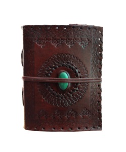 สมุดโน้ตปกหนังแท้สีแดงลายนูนพร้อมแถบปิดแบบหิน  ทำมือ  ออกแบบได้ตามต้องการ  จำนวน 200/100 หน้า  สำหรับกลุ่ม DNA  ขายส่ง - Product Image 6