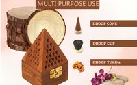 Support artisanal en bois de santal Sambrani pour Dhoop, encens traditionnel indien, porte-encens d'aromathérapie pour la décoration de la salle de Pooja