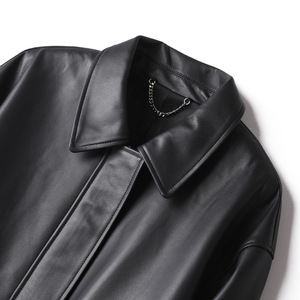 Chaqueta de Cuero Auténtico Unisex en Oferta, Chaqueta de Cuero Vintage Informal y Holgada de Color Negro para Hombre y Mujer - Product Image 5