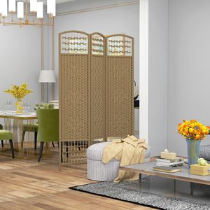 Divisorio Pieghevole a 3 Pannelli Fatto a Mano, Schermo Portatile per la Privacy con Design a Onde in Fibra, per Casa e Ufficio, Stile Naturale Tradizionale - Product Image 2