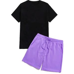 2025 été hommes Shorts ensemble costume hommes à manches courtes t-shirt deux pièces Fitness ensemble survêtement décontracté grande taille Shorts pour hommes OEM - Product Image 6
