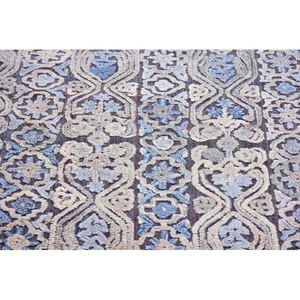 Tapis vintage tufté à la main – Crème avec motifs floraux bleus et gris, tapis de luxe pour salon - Product Image 5