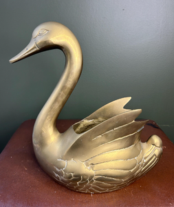 Handmade Brass Swan Tabletop <b>Vase</b> Traditional Design Art Display Decorative Metal Sculpture engraved plumage metal container - Product Image 1