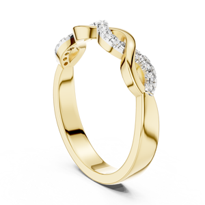 Anillo de compromiso de oro amarillo macizo de 18 quilates con diamantes de laboratorio retorcidos de moda, chapado en rodio, para mujer, ideal para fiestas, bodas y uso diario. - Product Image 3