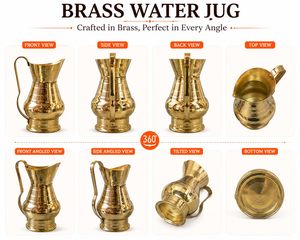 Carafe à eau en laiton pour la Pooja, usage quotidien, Lota traditionnel en laiton fait main avec poignée, pichet à eau pour le rituel Abhishek au temple - Product Image 4