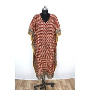 ชุดเดรสผ้าฝ้ายทอมือสไตล์อินเดีย ลายดอกไม้ พิมพ์ลาย  ความยาวระดับเข่า  ทรงลำลอง  ฟรีไซส์  เอวธรรมชาติ  เป็นมิตรต่อสิ่งแวดล้อม - Product Image 1