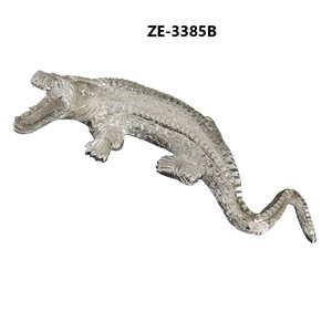Figurine de crocodile en métal plaqué argent, sculpture animale artistique, décoration d'intérieur, pièce décorative moderne - Product Image 2