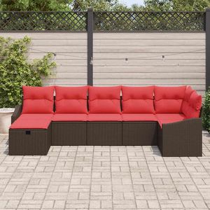 Set di divani in polyrattan marrone con cuscini contenitori per arredamento da esterno - Product Image 3