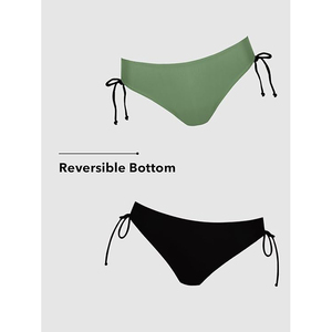 Mix & Match Women Bikini Sets Olive Green Padded Top Black Tie Side Bottoms Two Piece Bathing Suit - Product Image 5