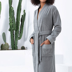 Peignoir Élégant et Confortable pour Femme en Polaire Douce, Idéal pour la Détente Quotidienne à la Maison, Qualité Supérieure, Printemps Été Automne, 100% Coton - Product Image 4