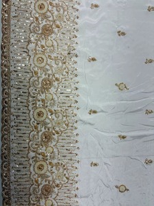 Fournisseur Indien de Tissu en Soie Crêpe Naturelle de Luxe, Tissu Brodé de Perles et de Paillettes pour Vêtements de Cérémonie à Vendre - Product Image 6