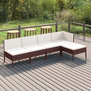 Ensemble de salon de jardin modulaire en rotin PE brun 5 pièces - Product Image 1