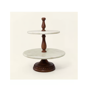 <b>Marble</b> <b>Cake</b> <b>Stand</b> Platter With Customized Packaging for Weddings and Any Event Wood & <b>Marble</b> <b>Cake</b> <b>Stand</b> - Product Image 1