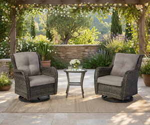 Cozy Modern Patio Conversation Set for 1 Durable Rattan Chairs with Cushions & Elegant Accent <b>Table</b> Warehouse Outdoor Furniture - Product Image 2