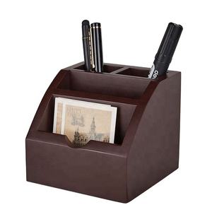 Hot Sale Eco-friendly Desktop Office Wooden Pen Holder <b>Save</b> <b>Space</b> Brown Square Stylish Table Accessory - Product Image 1