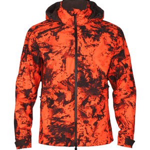 Veste softshell de chasse à capuche camouflage orange vif unisexe personnalisée, 100% polyester, coupe-vent, résistante à l'eau, automne, extérieur - Product Image 1