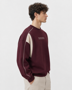 Sweat-shirt à col rond bleu marine pour homme avec manches raglan crème, logo brodé, coupe classique, pull en tricot décontracté, vêtement d'automne - Product Image 6