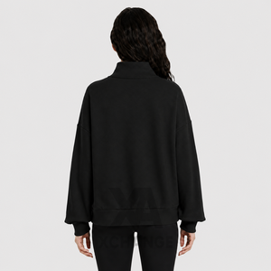 Suéter de punto extragrande con cuello simulado para mujer, personalizado con estampado y bordado, mezcla de poliéster y algodón, ecológico, para invierno, OEM - Product Image 2