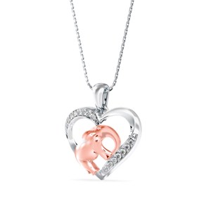 Un magnifique collier pendentif en argent 925 avec un éléphant à l'intérieur d'un cœur en moissanite, un cadeau d'anniversaire classique. - Product Image 4