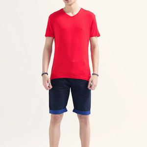 T-shirt décontracté pour homme à col en V, manches courtes, coton léger, respirant, séchage rapide, gym, streetwear, t-shirts pour homme - Product Image 6