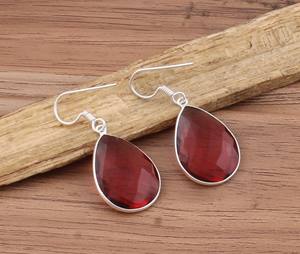 Wholesale <b>Red</b> Quartz Gemstone <b>Drop</b> <b>Earrings</b> 925 Sterling Silver Silver Plated Luxury Wedding & Party Gift Unisex Jewelry - Product Image 4