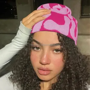 Custom Made Unisex Striped Rhinestone Jacquard Knitted Wool Beanie <b>Hats</b>-<b>Winter</b> Keep Warm - Product Image 5