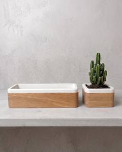 Juego de Macetas Rectangulares Minimalistas de Madera Hechas a Mano para Suculentas, con Capacidad de 20L, para Uso en Interiores, Decoración con Cactus Verdes y Tierra - Product Image 3