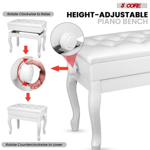 5 Core Padded Piano <b>Bench</b> with Storage 3-Inch <b>Cushion</b> Adjustable Wooden Stool Heavy Duty Musician Chair Model PNB WD HD WH - Product Image 4