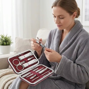 8Pcs Practical Metal Nail Clipper Set Portable Multi-functional Pedicure Tool Set <b>Storage</b>-case Manicure Pedicure Set In Red Case - Product Image 4