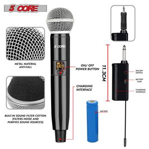 Sistema de Micrófono Inalámbrico VHF Profesional, Micrófono de Mano Inalámbrico Portátil para Bodas y Karaoke, Stock en Nueva Zelanda - Product Image 4