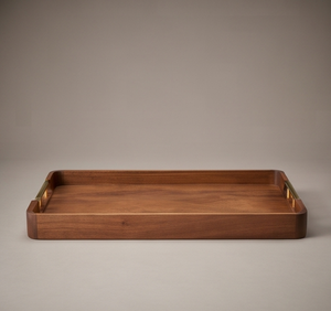 Plateau de service rectangulaire artisanal en bois de manguier, plateau décoratif avec contour lisse et quincaillerie métallique - Product Image 2