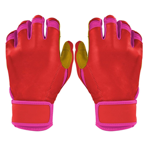 Gants de frappeur de baseball en cuir rouges à manches longues, gants de softball professionnels personnalisés pour hommes et femmes, OEM, ambidextres, respirants - Product Image 6