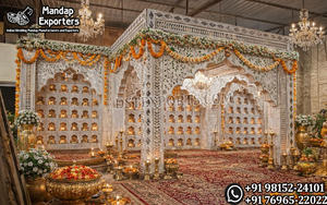 Picture-Perfect Mirror Mandap for Outdoor Weddings Designer Mirror <b>Panel</b> Mandap For Hindu Wedding luxury <b>White</b> Mirror Mandap USA - Product Image 5